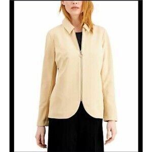 Alfani Full Zip Jacket Cream Beige Lined Business Casual Size XL